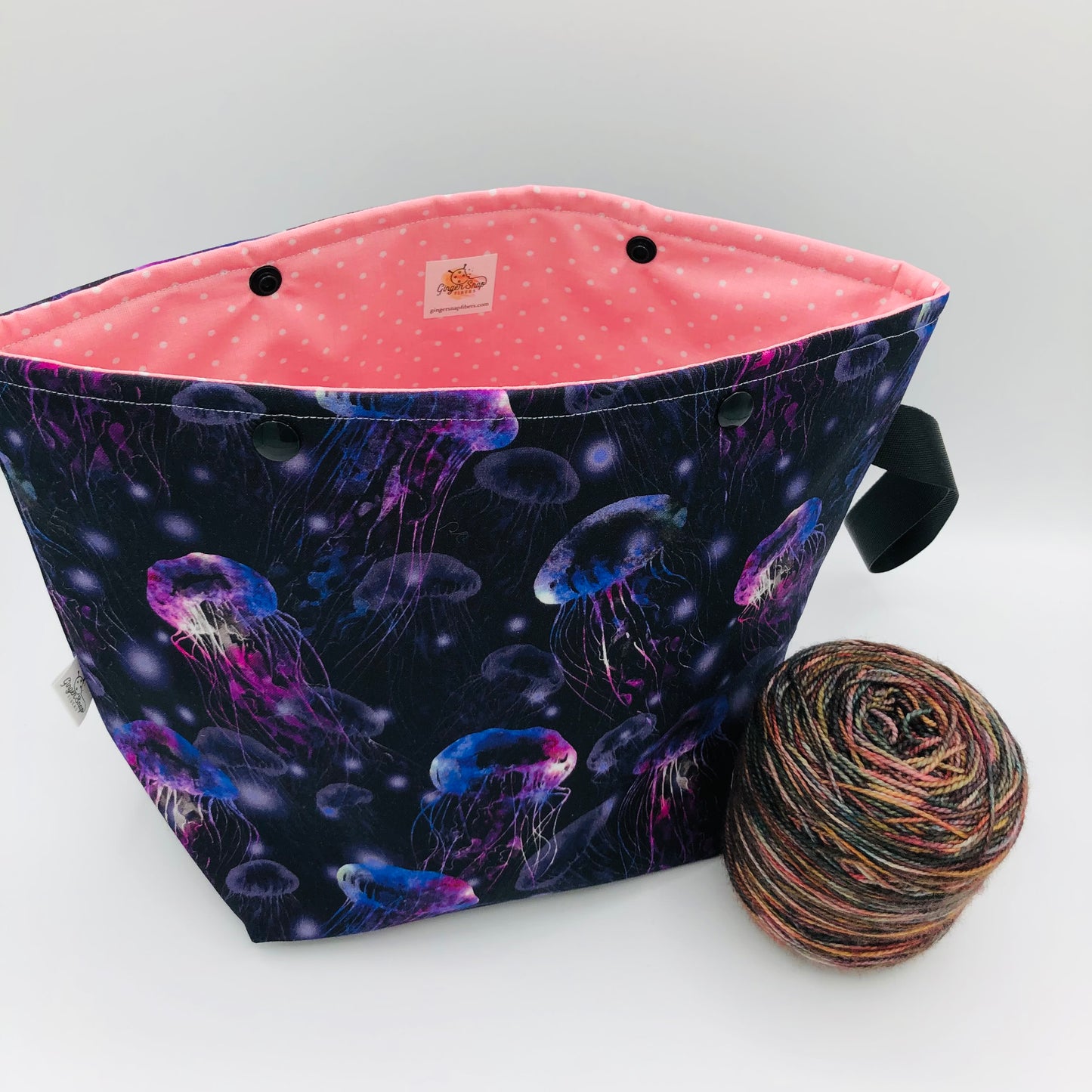 Purple Jellyfish Knitting and Crochet Snap Style Project Bag | XL Sock Size