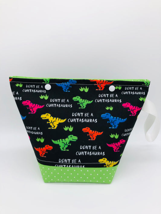 CLEARANCE Cuntasaurus Rex Knitting Crochet Snap Style Project Bag | Sock Size