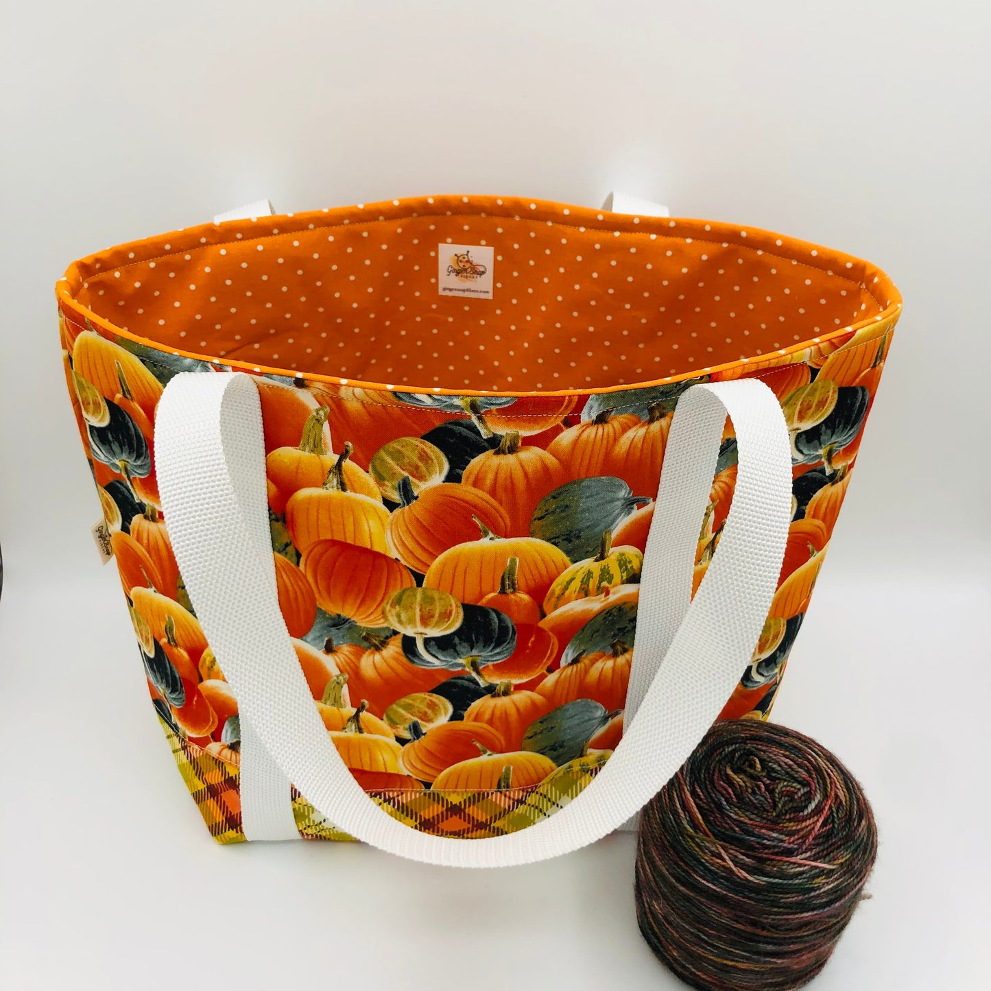 Vivid Pumpkins Tote Style Knitting and Crochet Project Bag | Sweater Size