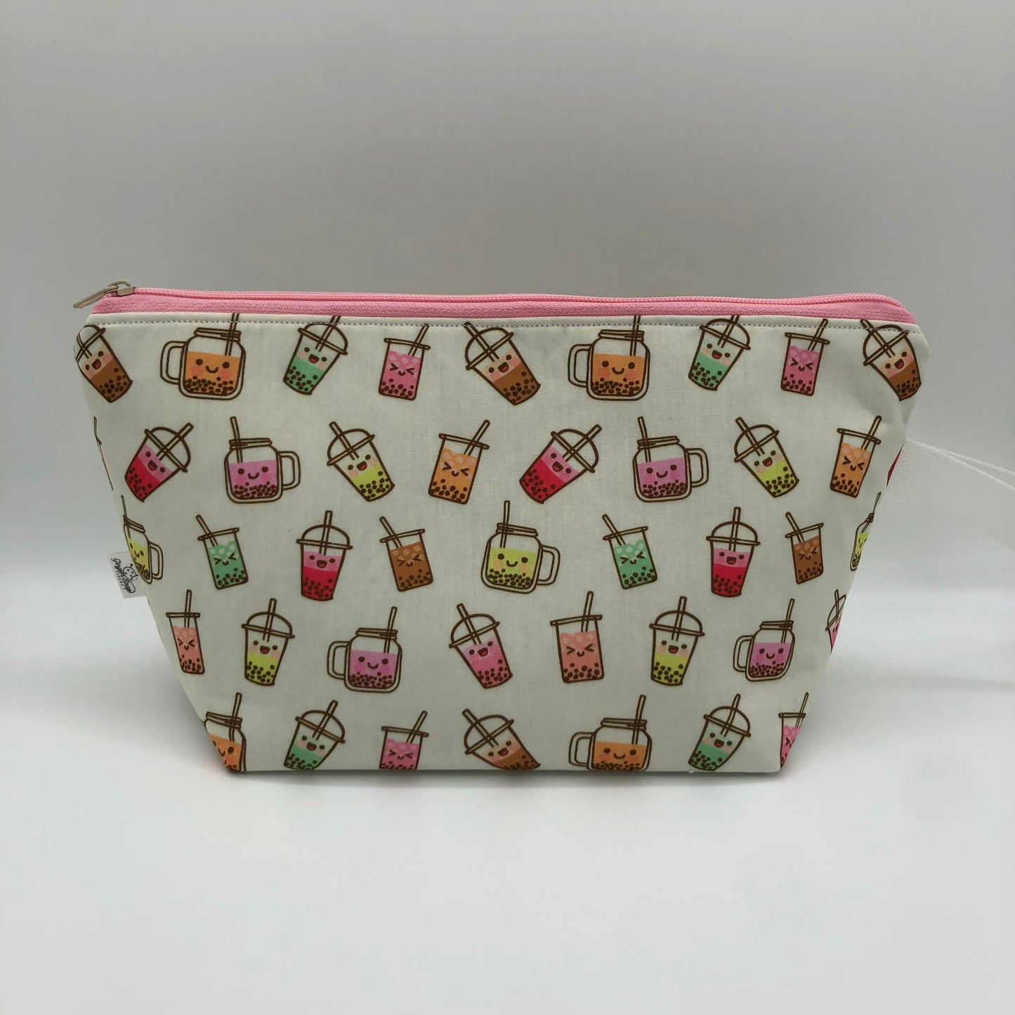 Boba Tea Friends Knitting Crochet Zipper Style Project Bag | Shortie Sock Size