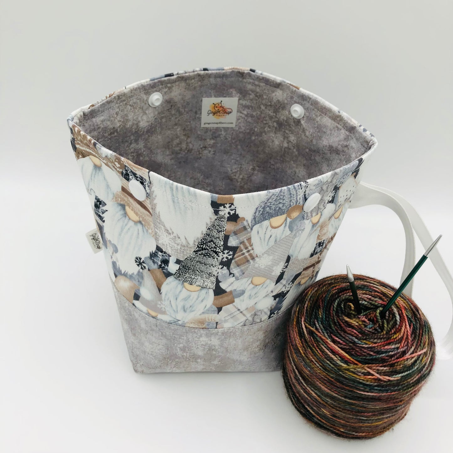 Knitty Gnomes Crowd Holiday Itty Bitty Crochet Knitting Project Bag | XS