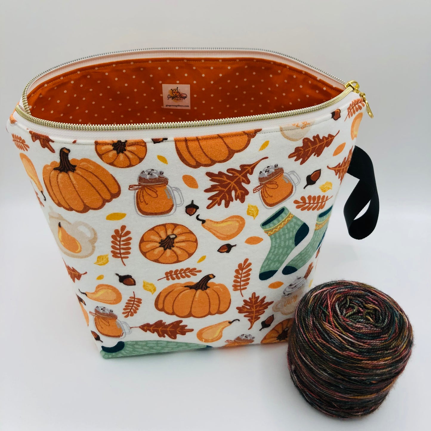 Cozy Fall Knitting and Crochet Zipper Style Project Bag | XL Sock Size