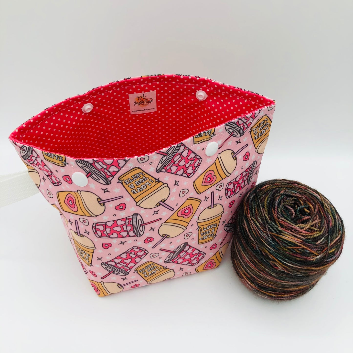 I Love You a Latte Itty Bitty Crochet Knitting Project Bag | XS