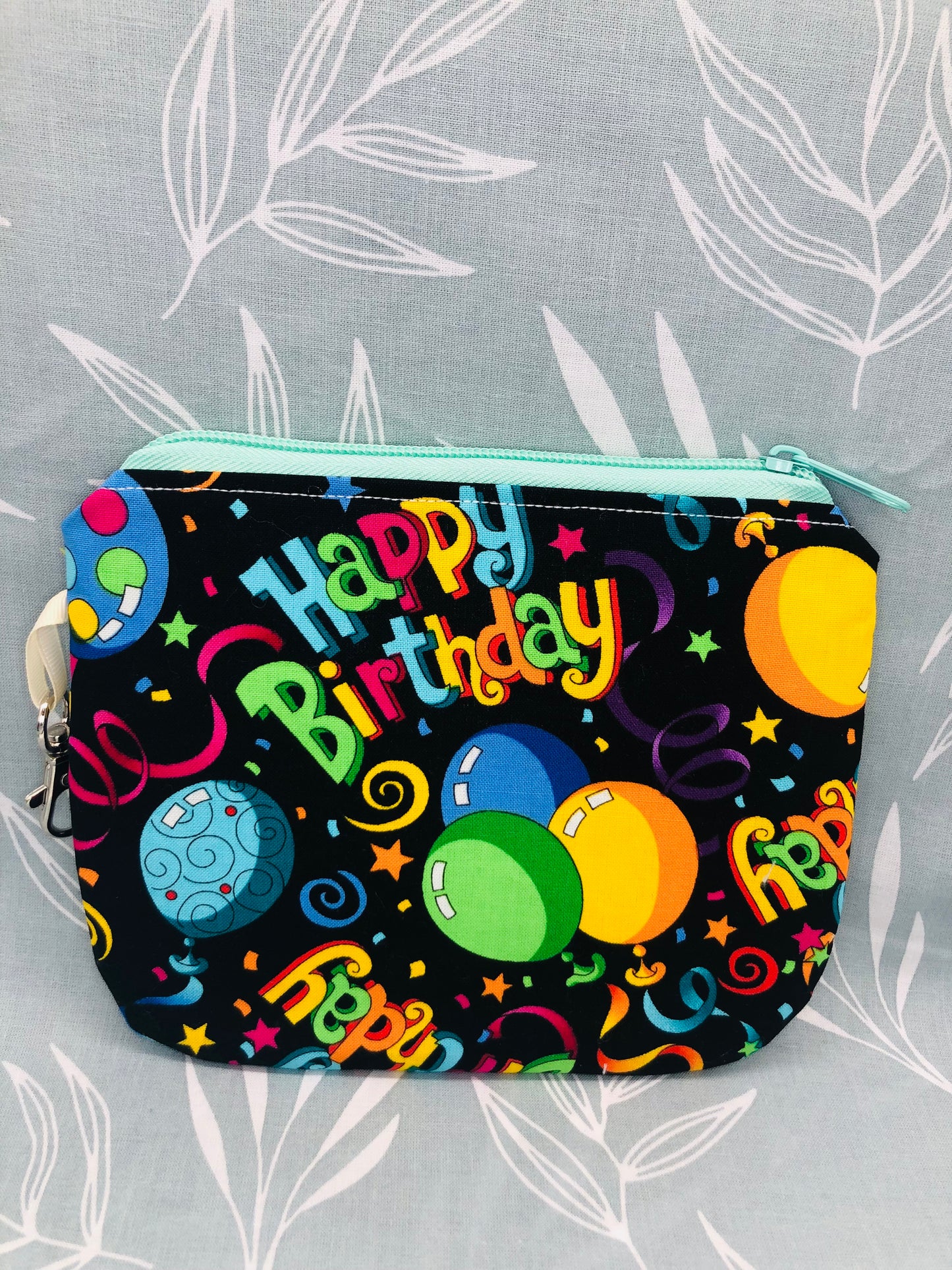 Happy Birthday Flat Style Knitting Crochet Notions Pouch Coin Purse | Size Medium