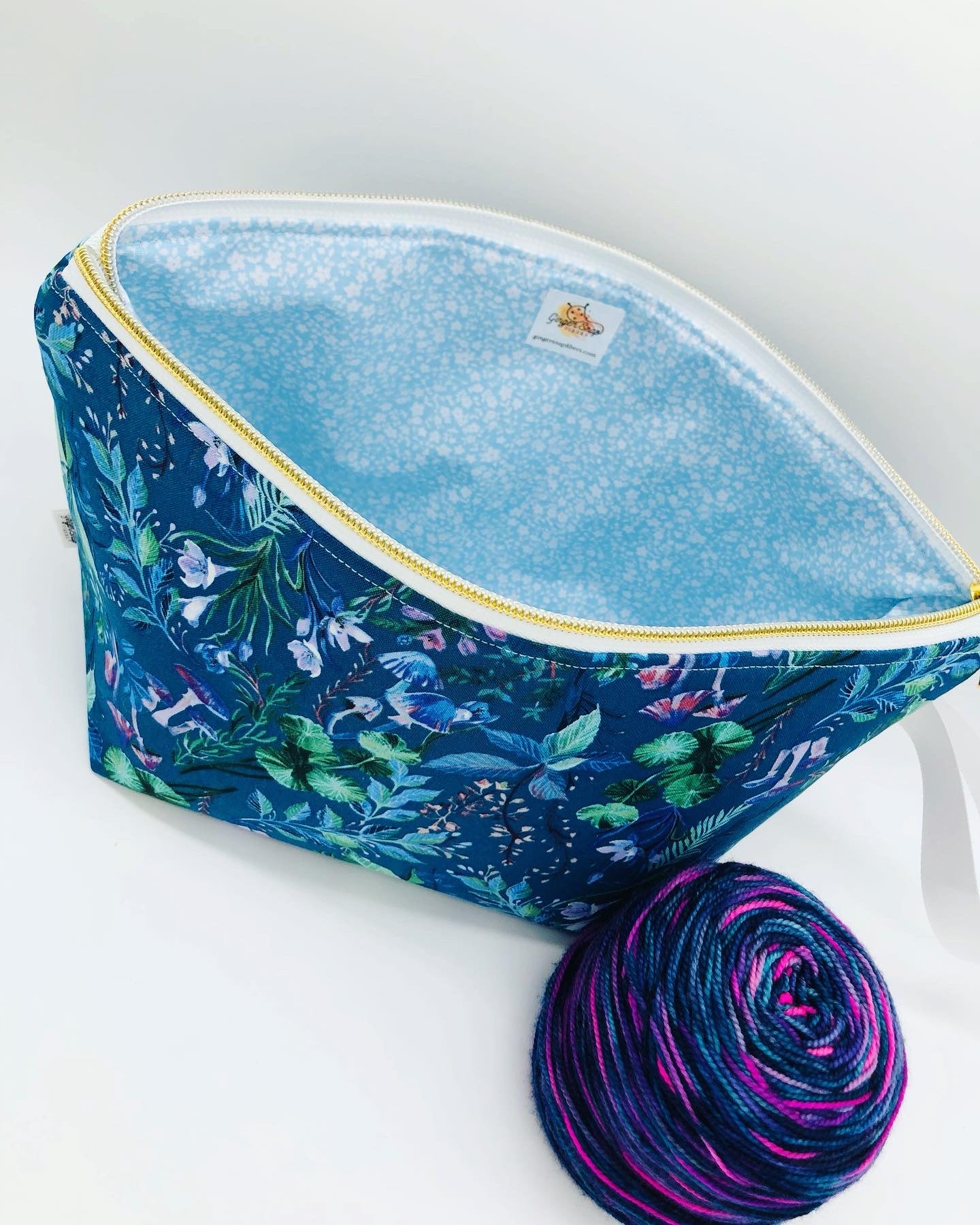 Enchanted Mushrooms (dark) Knitting Crochet Zipper Style Project Bag | Shortie Sock Size