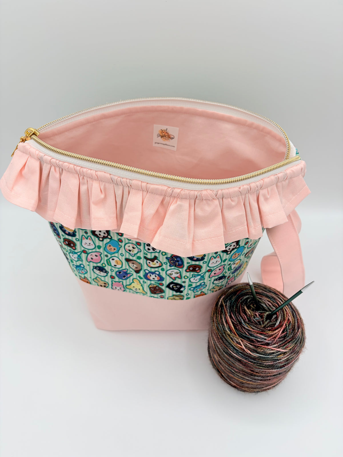 Cutie Villager Friends (with ruffles) Knitting Crochet Zipper Style Project Bag | Sock Size
