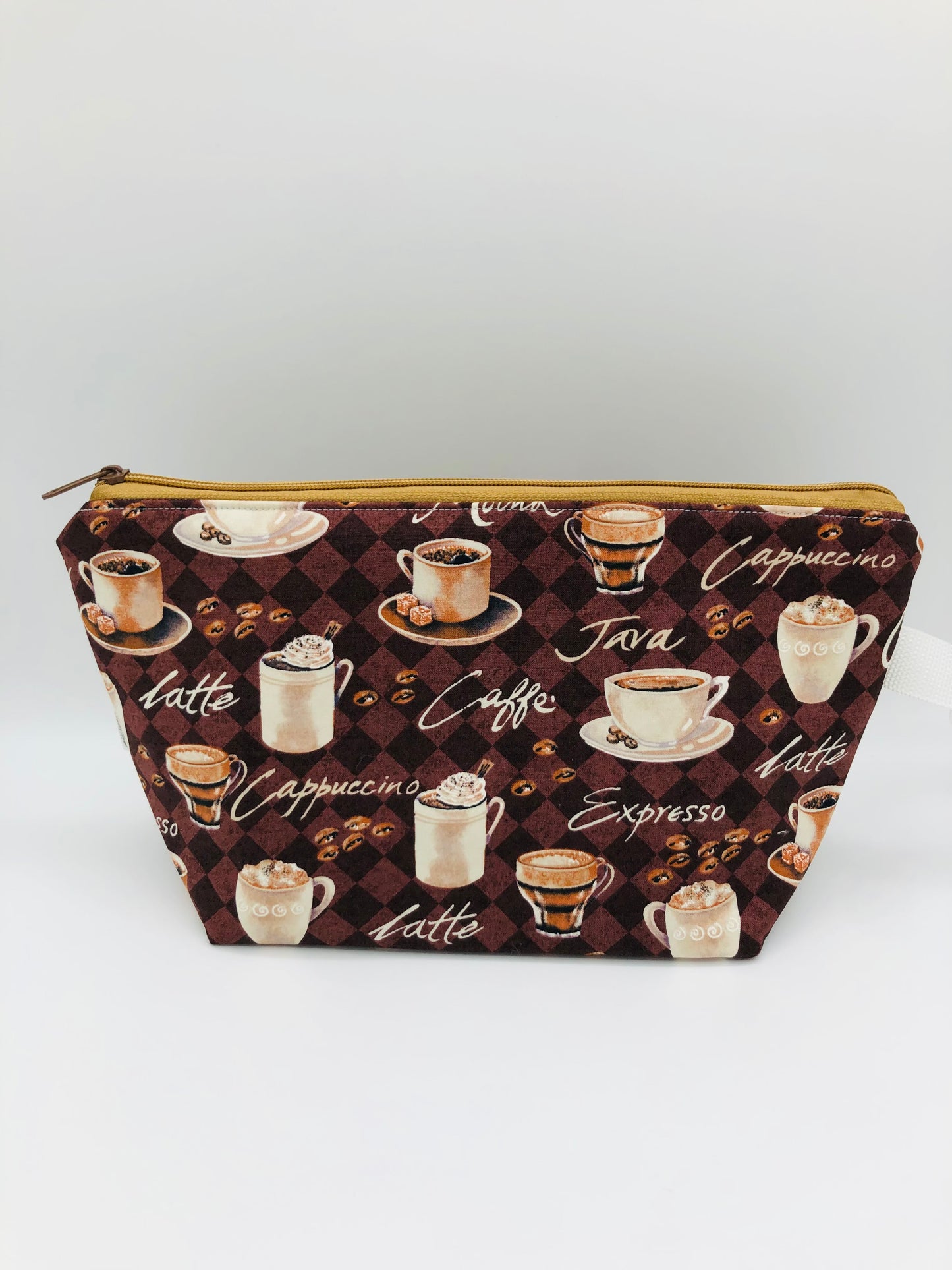 Java Cups Knitting Crochet Zipper Style Project Bag | Shortie Sock Size