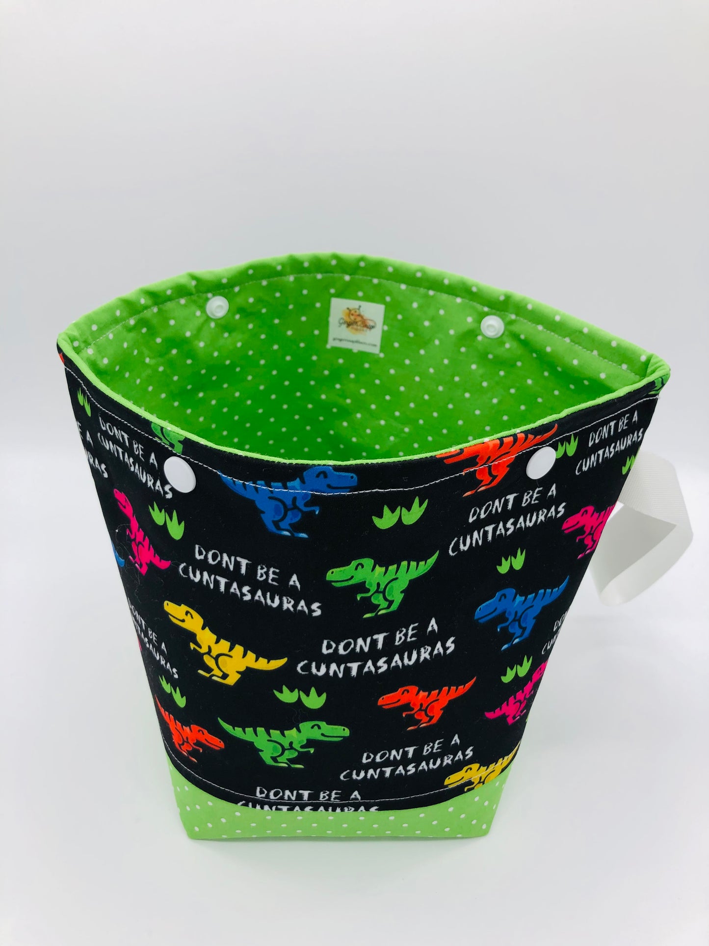 CLEARANCE Cuntasaurus Rex Knitting Crochet Snap Style Project Bag | Sock Size
