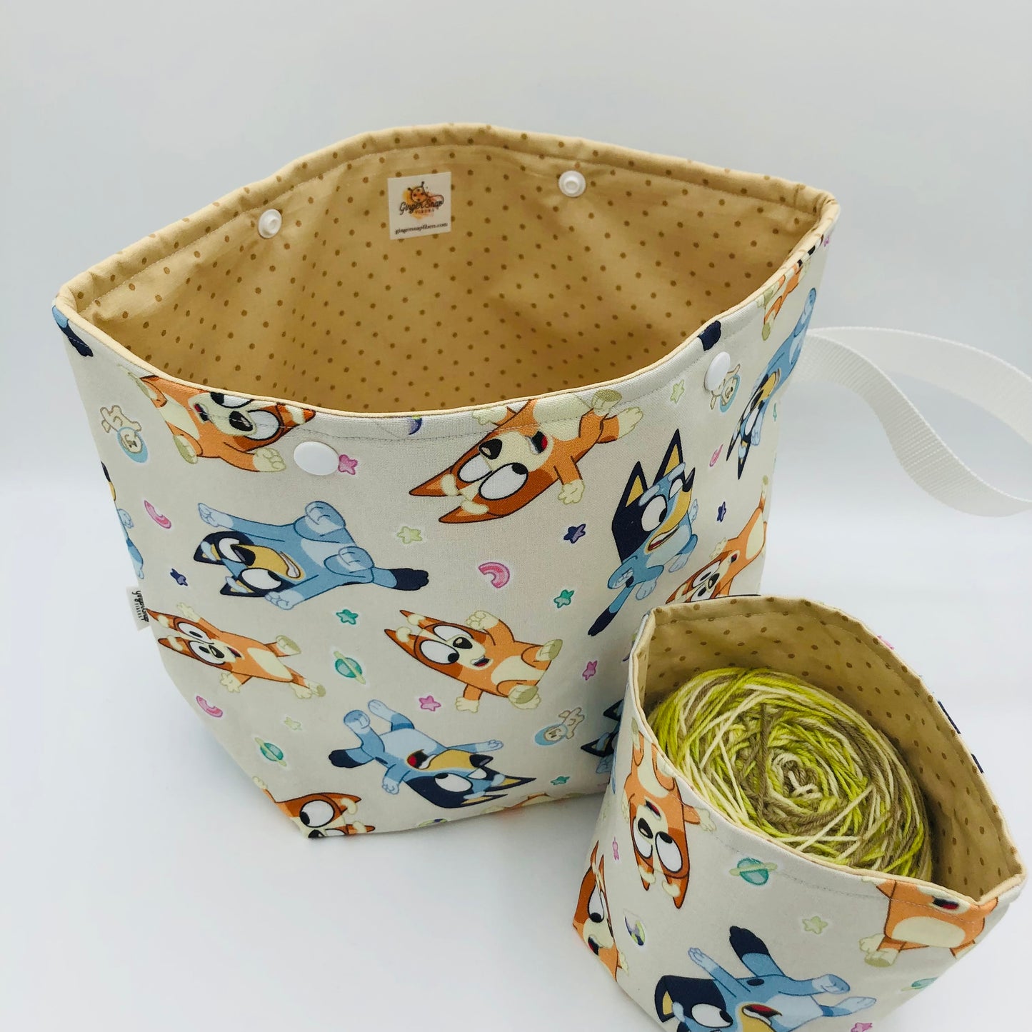 Heeler Sisters Knitting and Crochet Snap Style Project Bag + Yarn Cozy | XL Sock Size