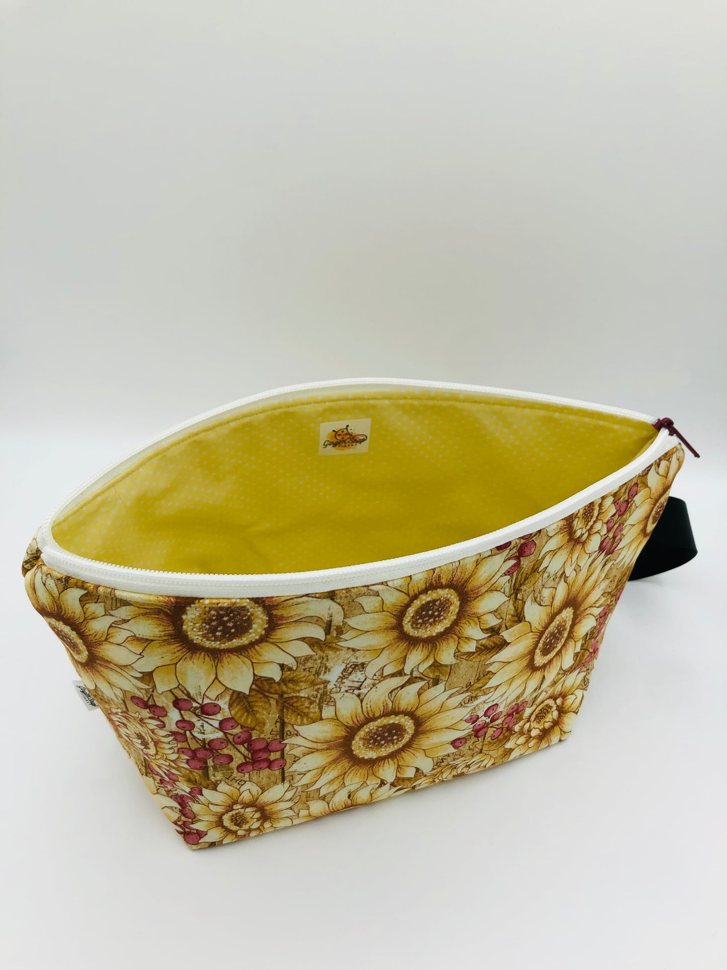 Sunflower Fields Knitting Crochet Zipper Style Project Bag | Shortie Sock Size