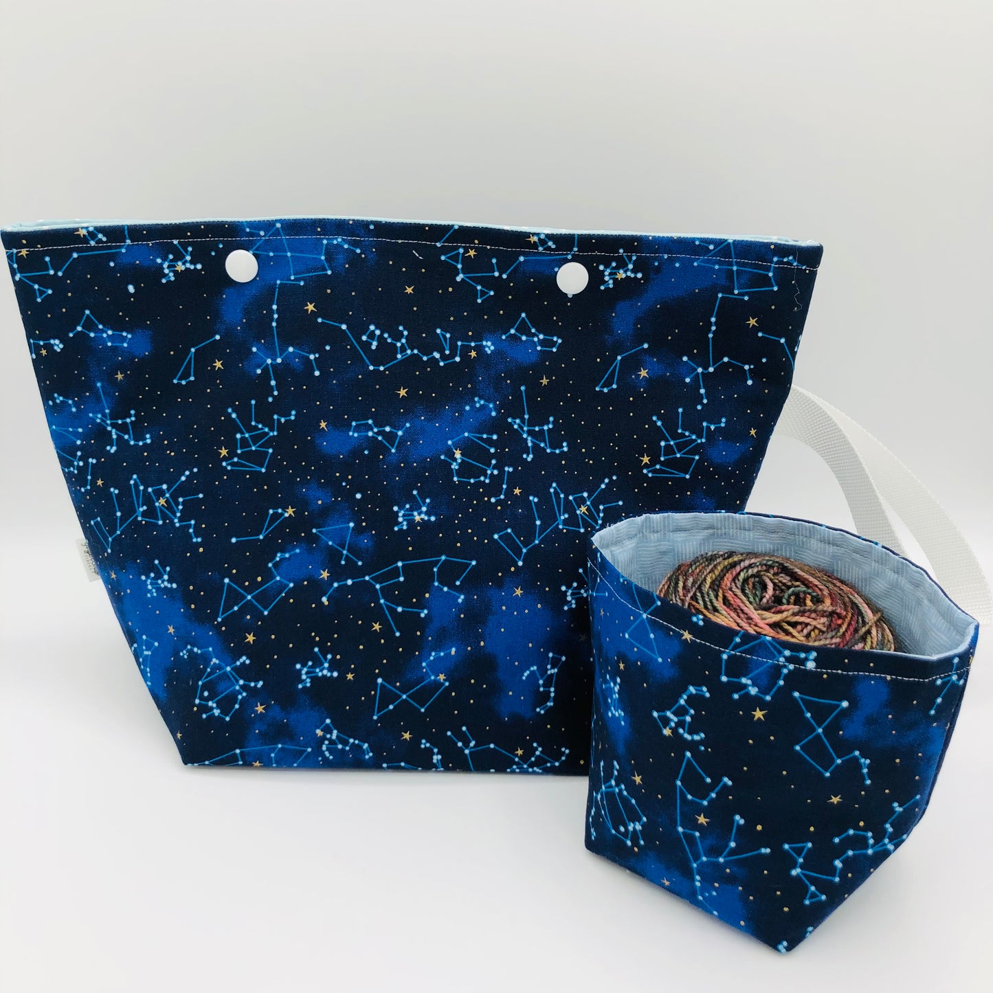 Constellations Knitting and Crochet Snap Style Project Bag + Yarn Cozy | XL Sock Size
