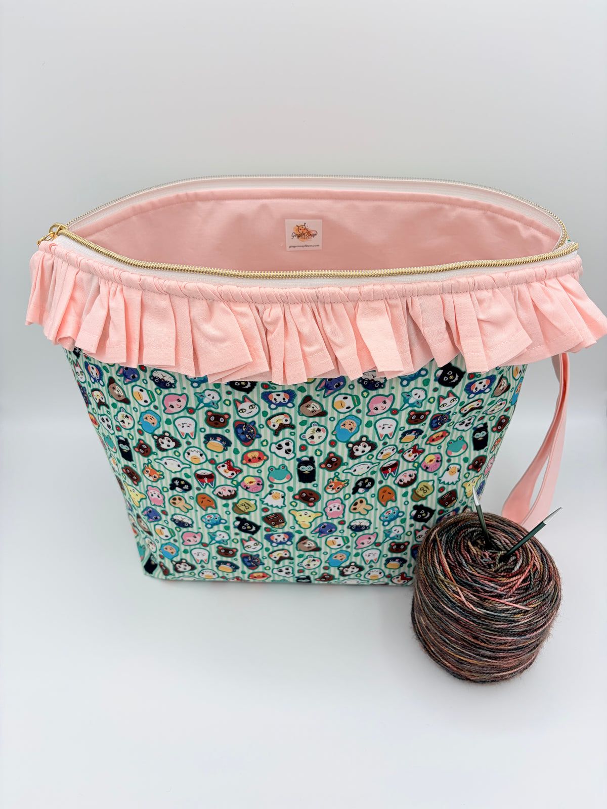 Cutie Villager Friends (with ruffle) Zipper Style Knitting and Crochet Project Bag | Sweater Size