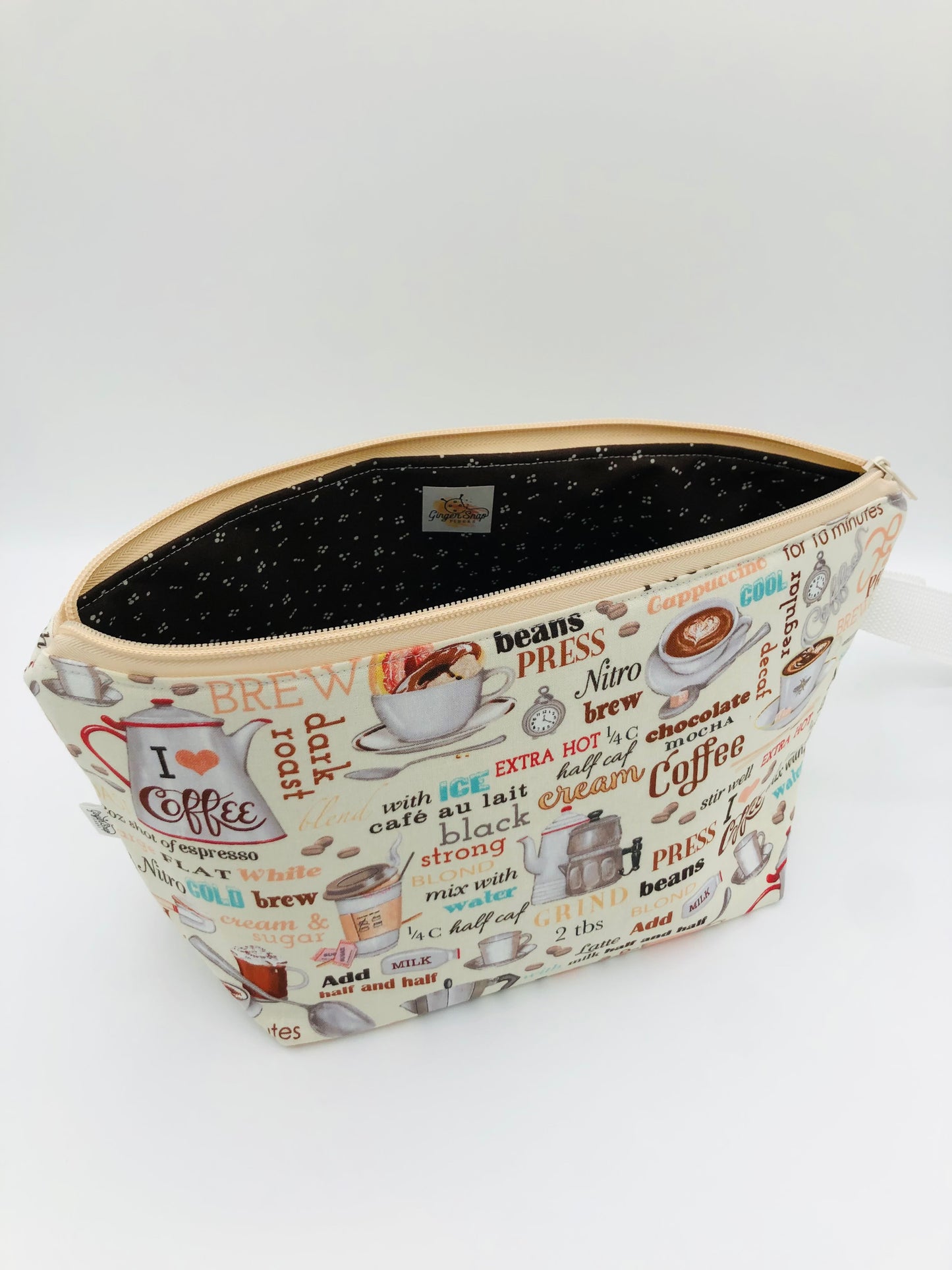 Coffee Break Knitting Crochet Zipper Style Project Bag | Shortie Sock Size
