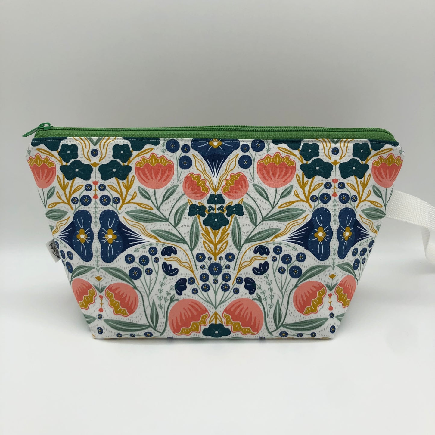Coral Floral Knitting Crochet Zipper Style Project Bag | Shortie Sock Size