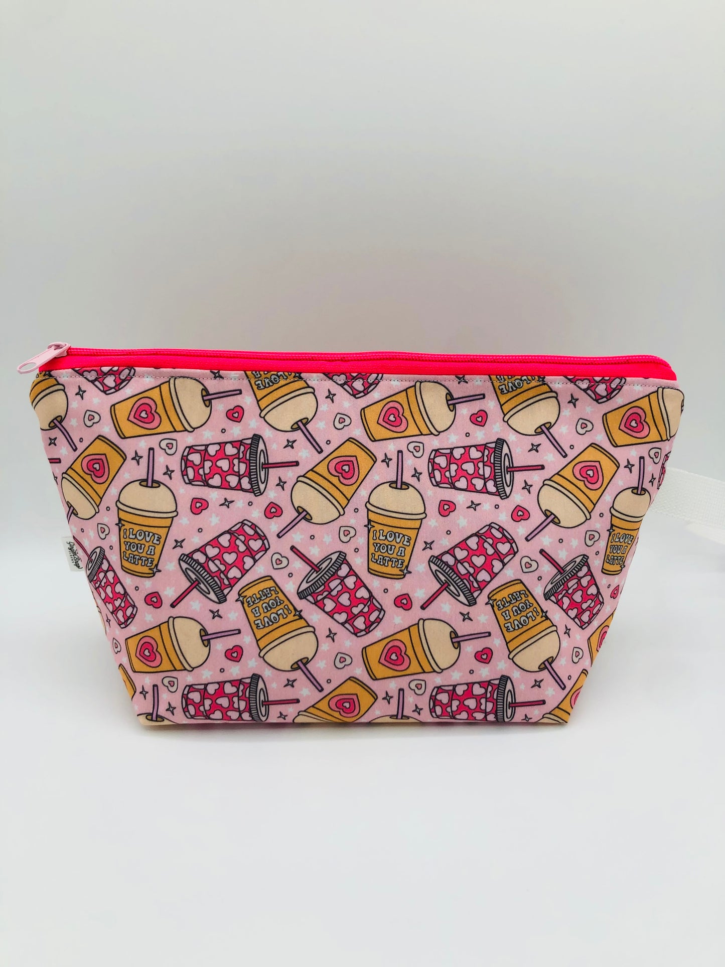 Love You a Latte Knitting Crochet Zipper Style Project Bag | Shortie Sock Size