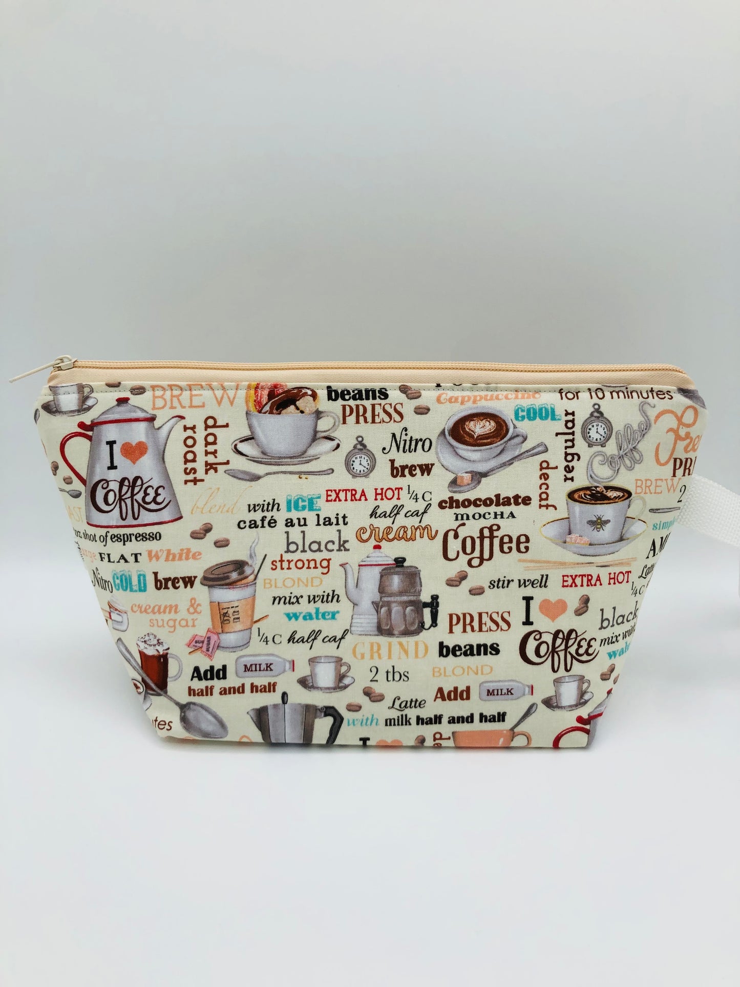 Coffee Break Knitting Crochet Zipper Style Project Bag | Shortie Sock Size