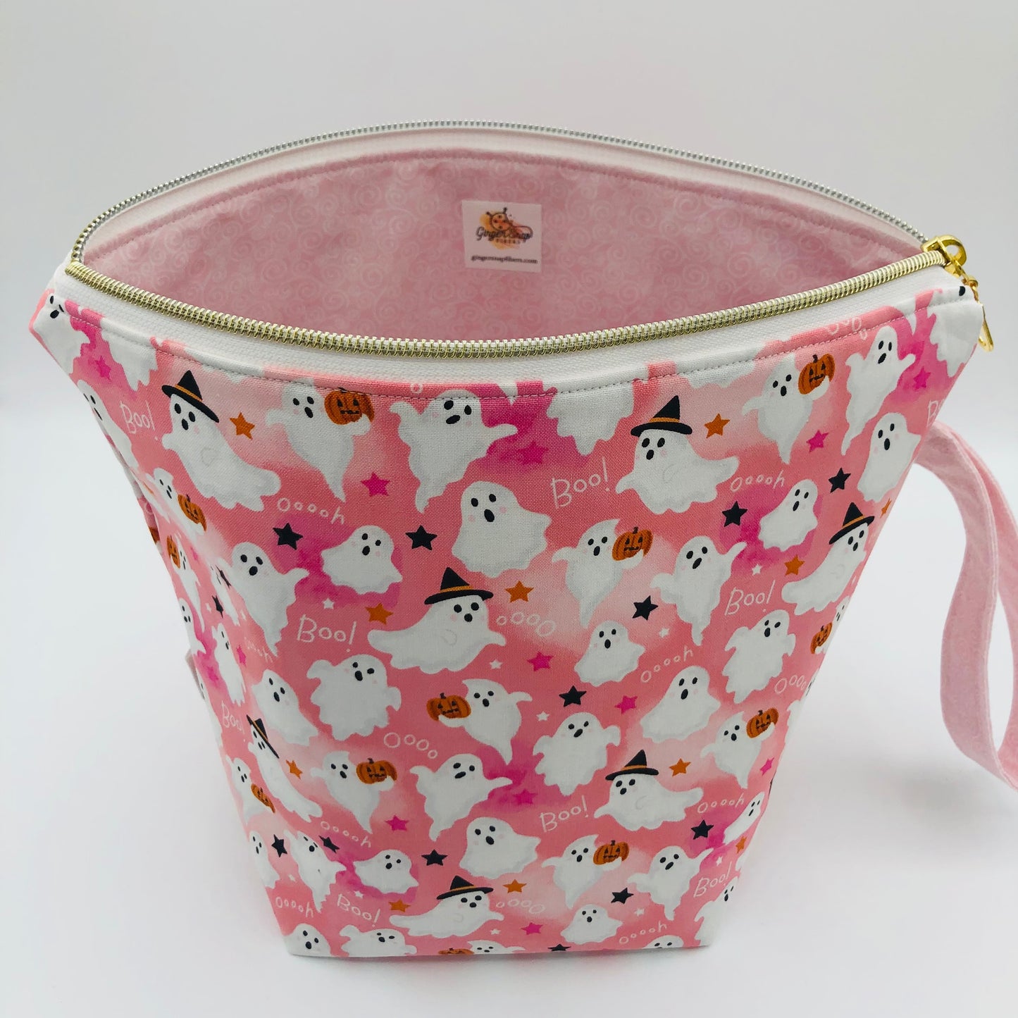 Cutie Ghosts Spooky Knitting Crochet Zipper Style Project Bag | Sock Size