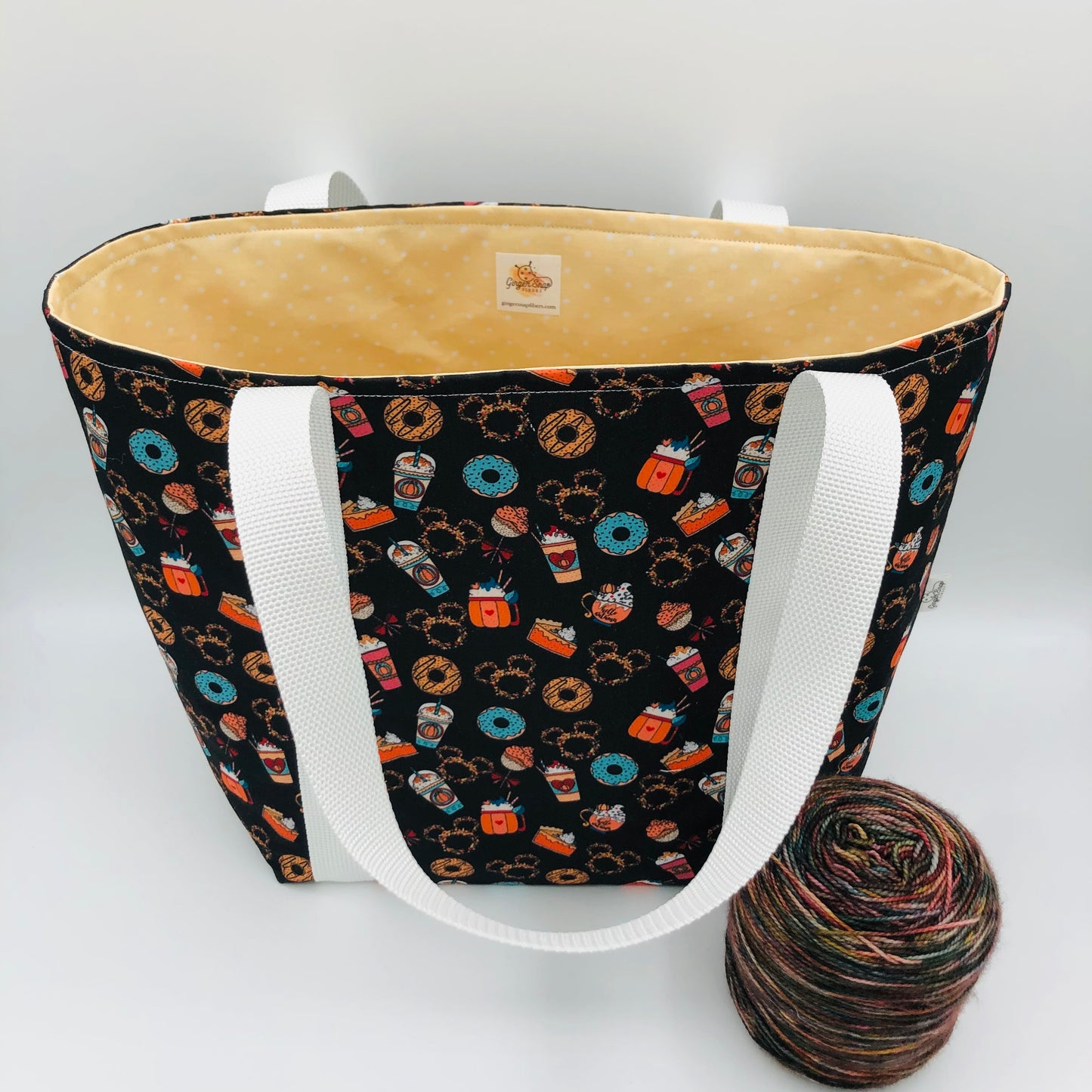 Pumpkin Spice Mice Tote Style Knitting and Crochet Project Bag | Sweater Size