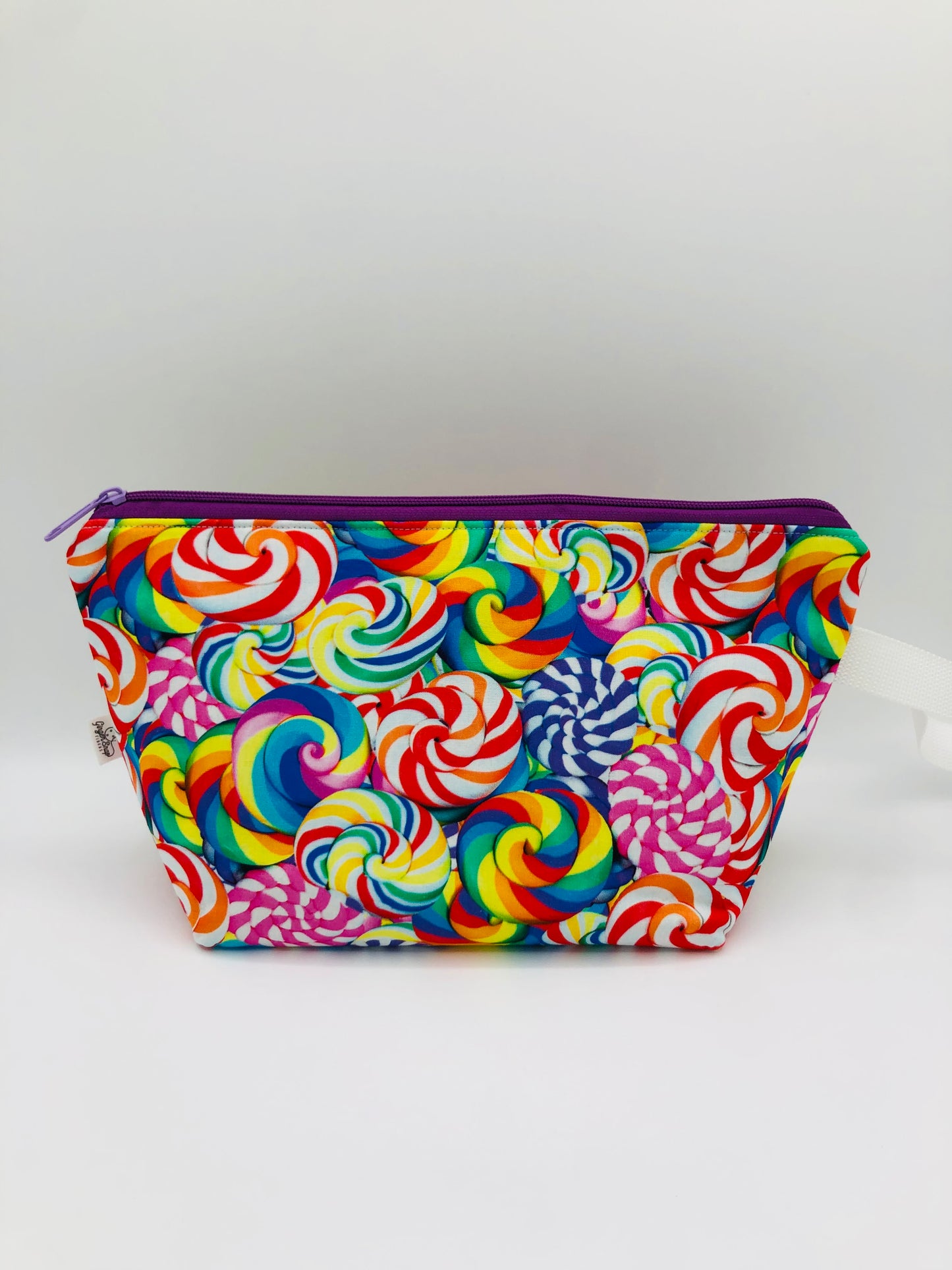 Rainbow Lollipops Knitting Crochet Zipper Style Project Bag | Shortie Sock Size