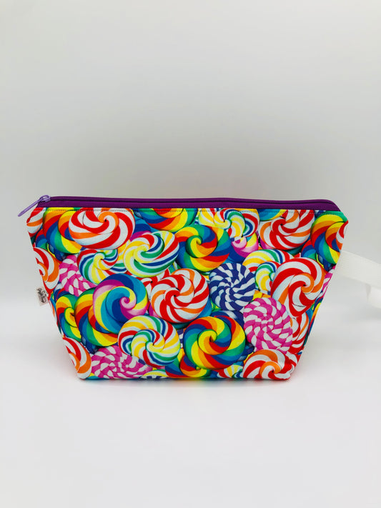 Rainbow Lollipops Knitting Crochet Zipper Style Project Bag | Shortie Sock Size