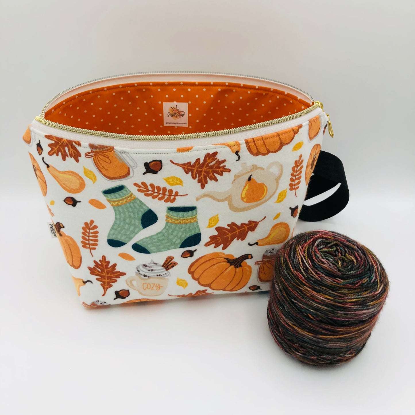 Cozy Fall Knitting Crochet Zipper Style Project Bag | Shortie Sock Size