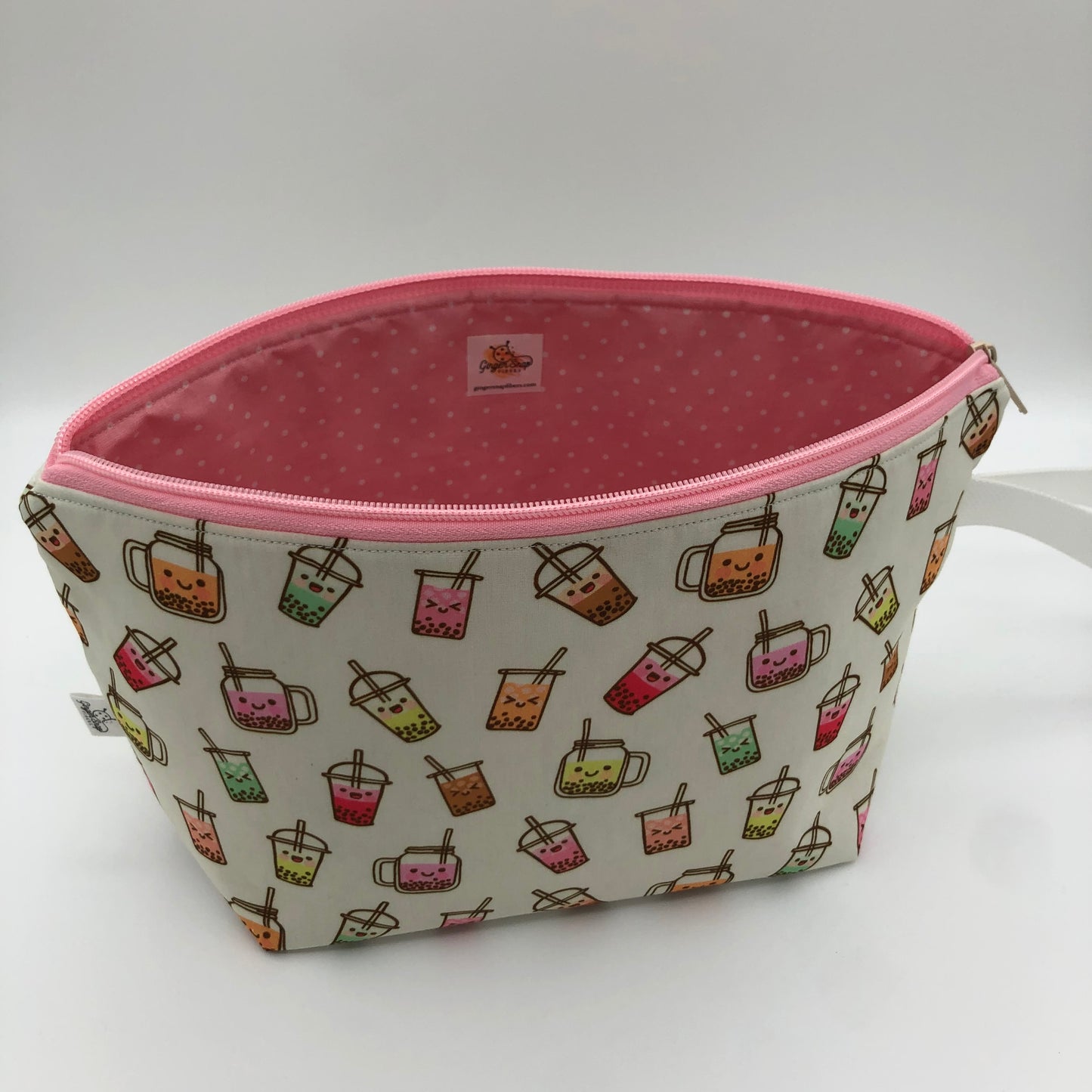 Boba Tea Friends Knitting Crochet Zipper Style Project Bag | Shortie Sock Size