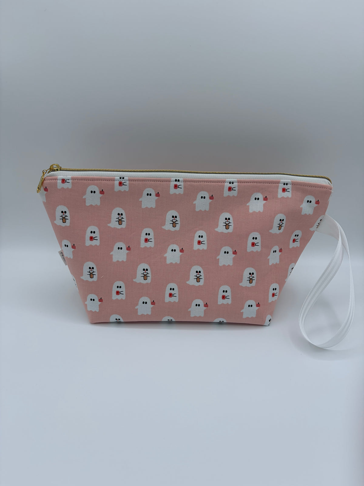 Latte Ghosts Spooky Knitting Crochet Zipper Style Project Bag | Shortie Sock Size