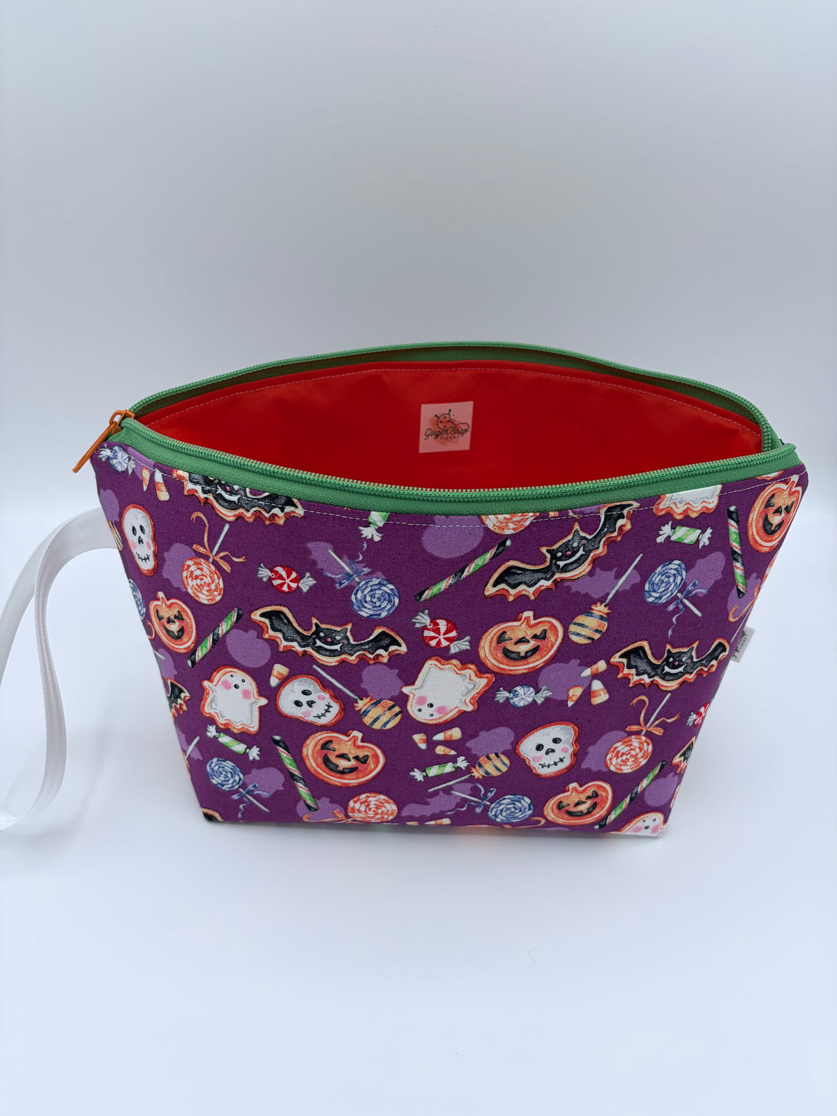 Trick or Treat Cookies Spooky Knitting Crochet Zipper Style Project Bag | Shortie Sock Size
