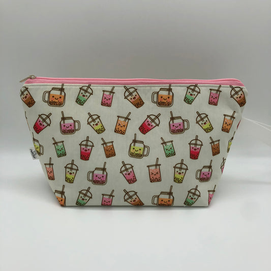 Boba Tea Friends Knitting Crochet Zipper Style Project Bag | Shortie Sock Size