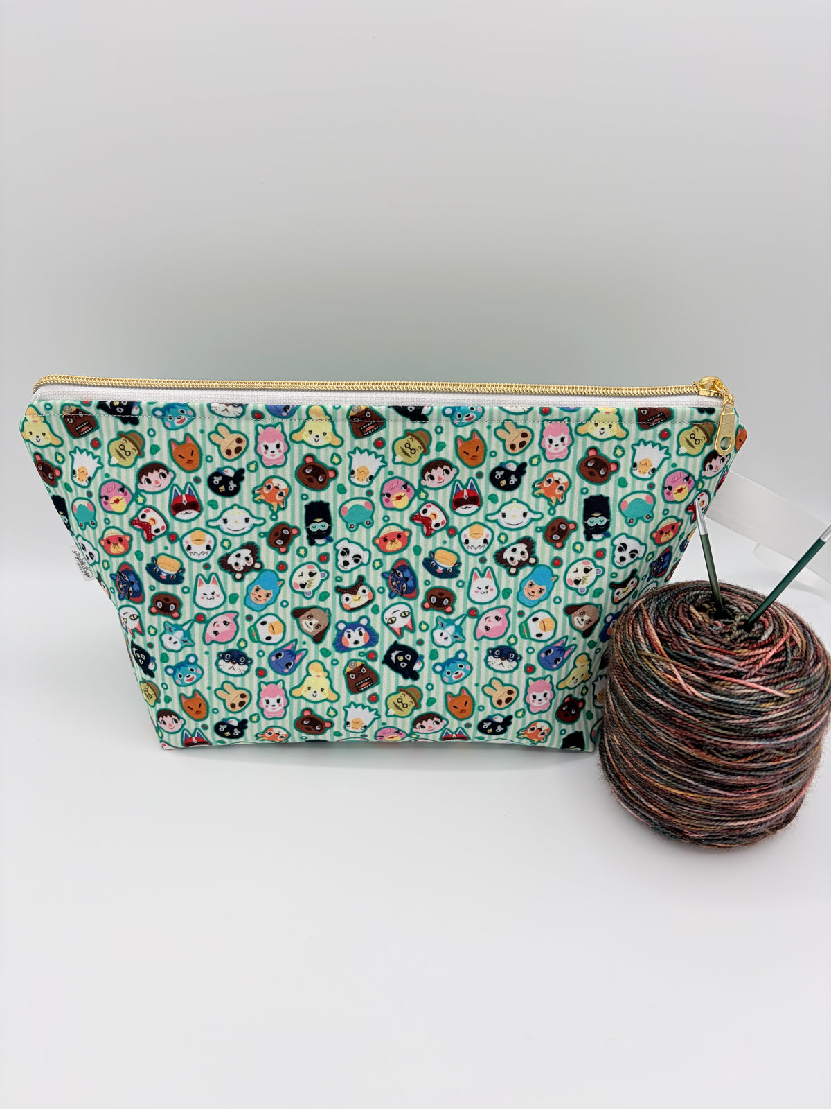 Cutie Villager Friends Knitting Crochet Zipper Style Project Bag | Shortie Sock Size