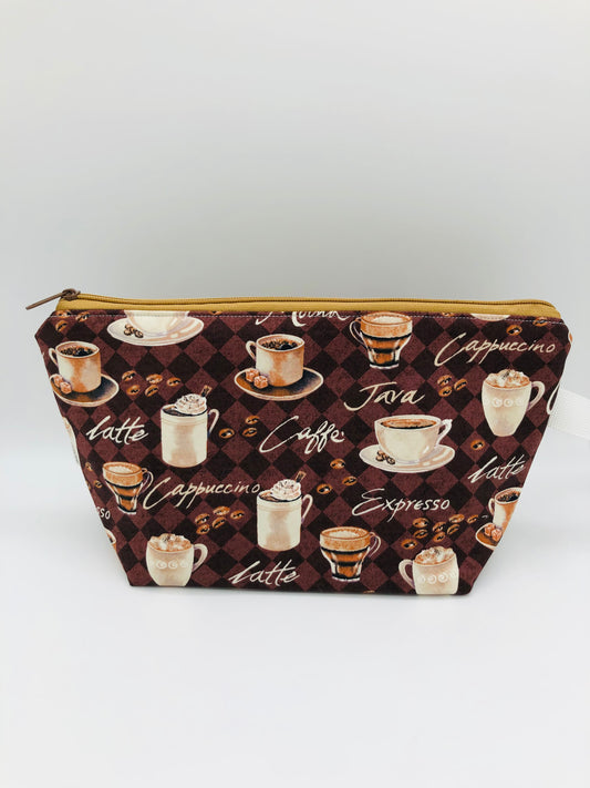Java Cups Knitting Crochet Zipper Style Project Bag | Shortie Sock Size