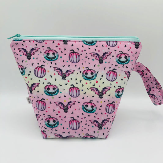 Pastel Bats Spooky Knitting Crochet Zipper Style Project Bag |  Sock Size