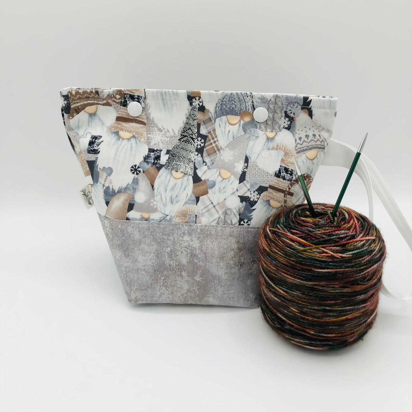 Knitty Gnomes Crowd Holiday Itty Bitty Crochet Knitting Project Bag | XS