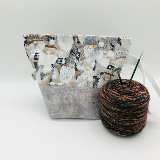 Knitty Gnomes Crowd Holiday Itty Bitty Crochet Knitting Project Bag | XS