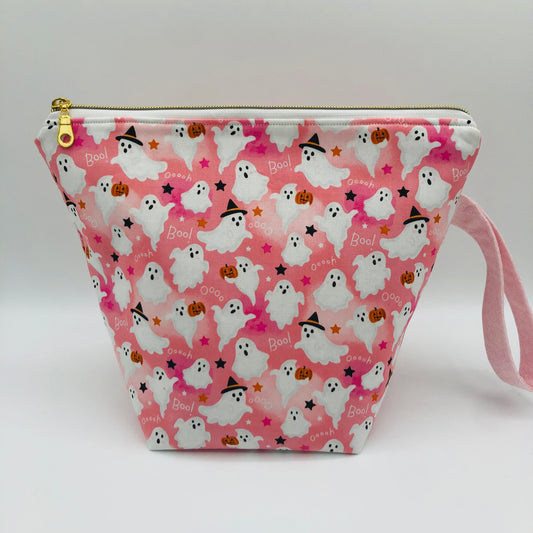 Cutie Ghosts Spooky Knitting Crochet Zipper Style Project Bag |  Sock Size