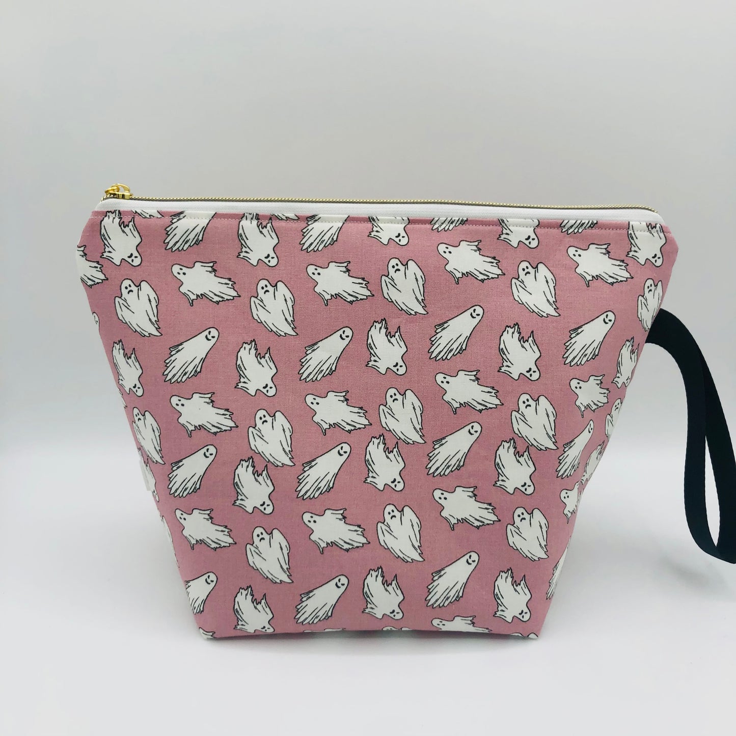 Glow in the Dark Ghosts Spooky Knitting and Crochet Snap Style Project Bag | XL Sock Size