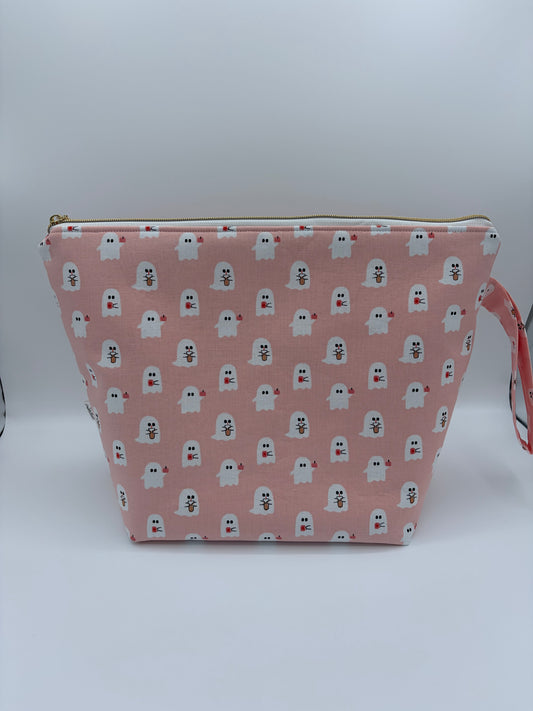Latte Ghosts Ghosts Spooky Zipper Style Knitting and Crochet Project Bag |  Sweater Size