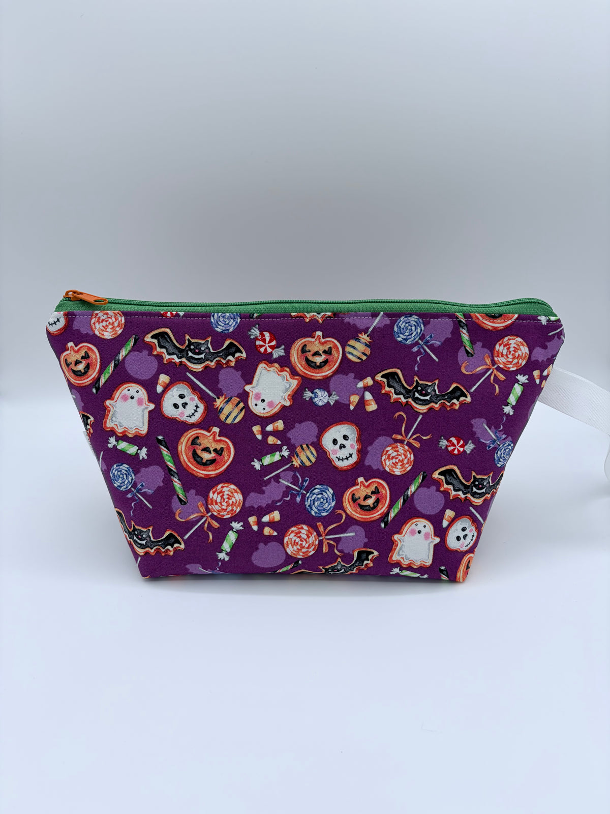 Trick or Treat Cookies Spooky Knitting Crochet Zipper Style Project Bag | Shortie Sock Size