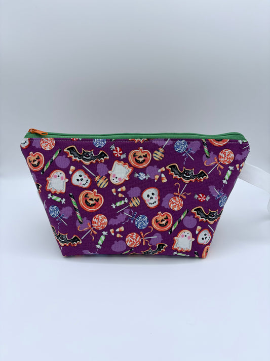 Trick or Treat Cookies Spooky Knitting Crochet Zipper Style Project Bag | Shortie Sock Size