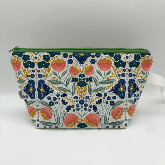 Coral Floral Knitting Crochet Zipper Style Project Bag | Shortie Sock Size