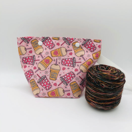 I Love You a Latte Itty Bitty Crochet Knitting Project Bag | XS