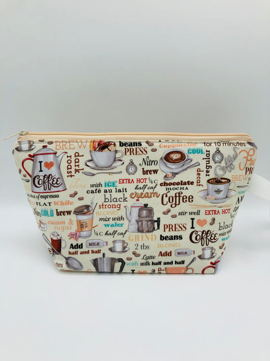 Coffee Break Knitting Crochet Zipper Style Project Bag | Shortie Sock Size