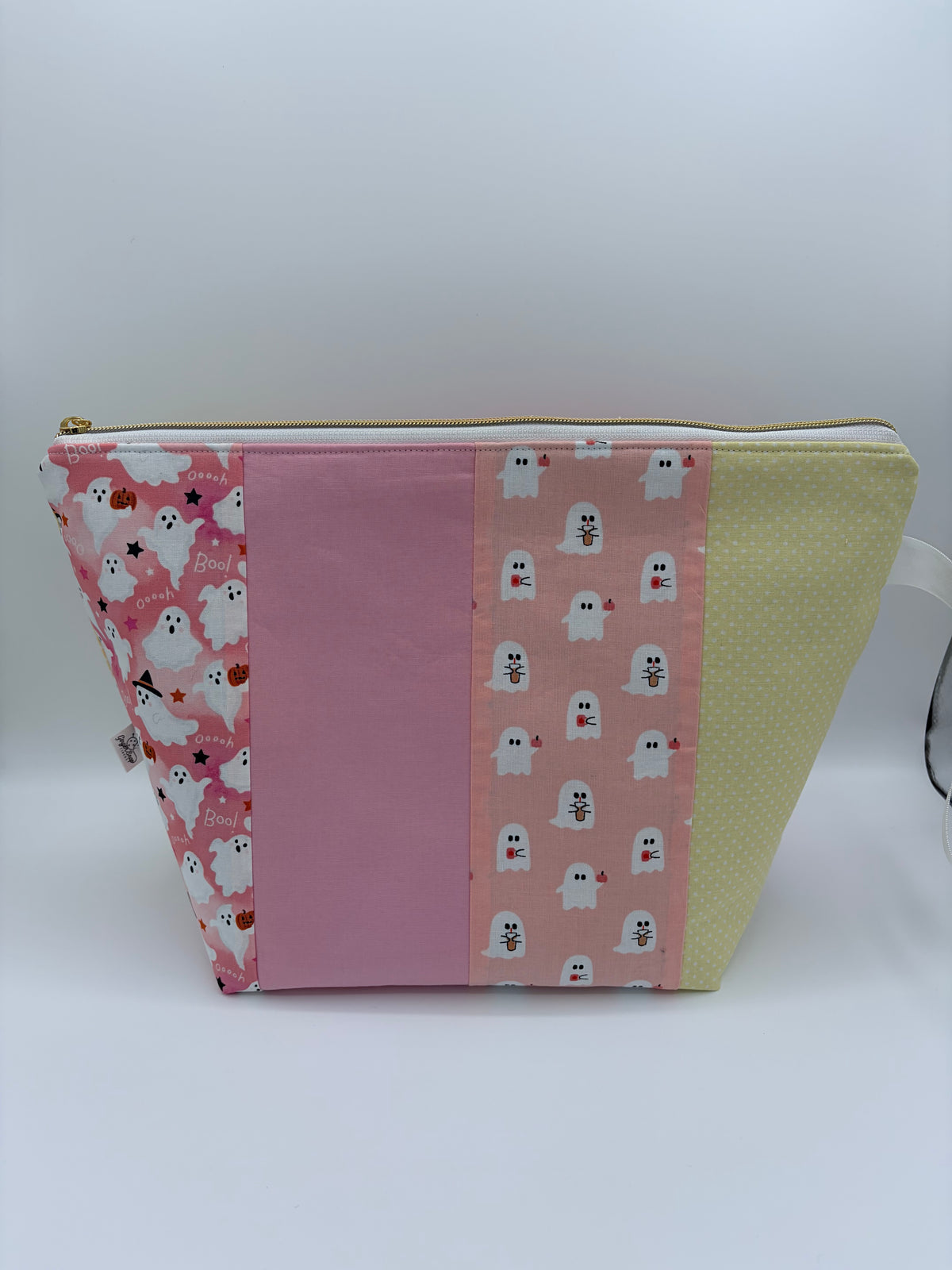 Patchwork Ghosts Spooky Zipper Style Knitting and Crochet Project Bag |  Sweater Size