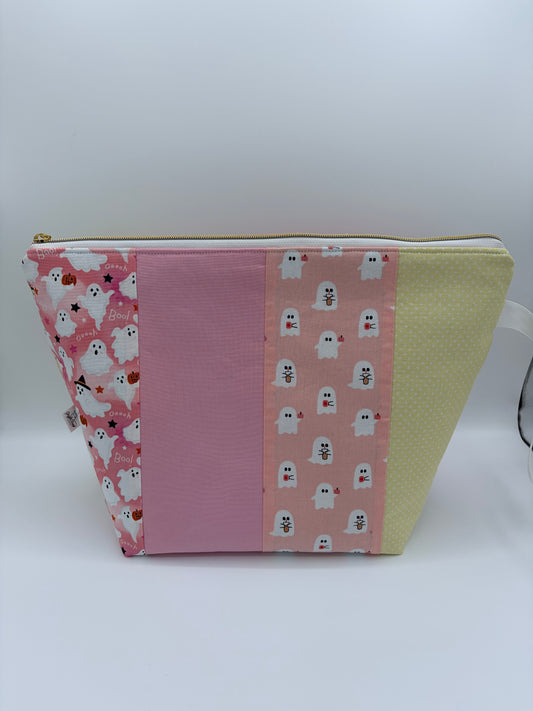 Patchwork Ghosts Spooky Zipper Style Knitting and Crochet Project Bag |  Sweater Size