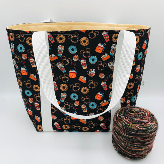 Pumpkin Spice Mice Tote Style Knitting and Crochet Project Bag |  Sweater Size