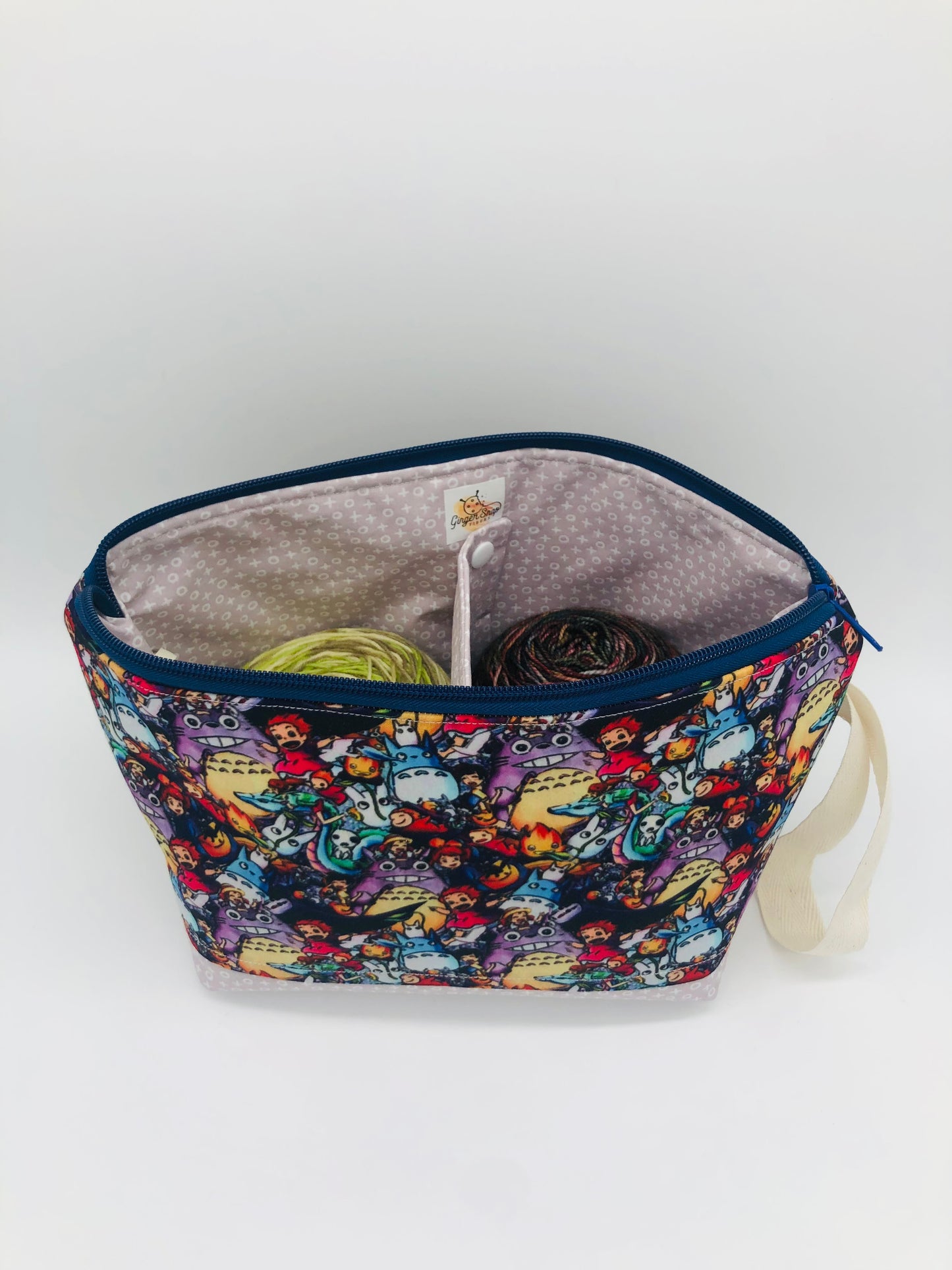 CLEARANCE A Crowd of Spirits (contrast base) TAAT Divided Knitting Crochet Zipper Style Project Bag | Shortie Sock Size