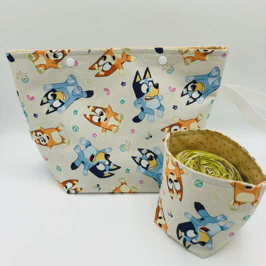 Heeler Sisters Knitting and Crochet Snap Style Project Bag + Yarn Cozy | XL Sock Size
